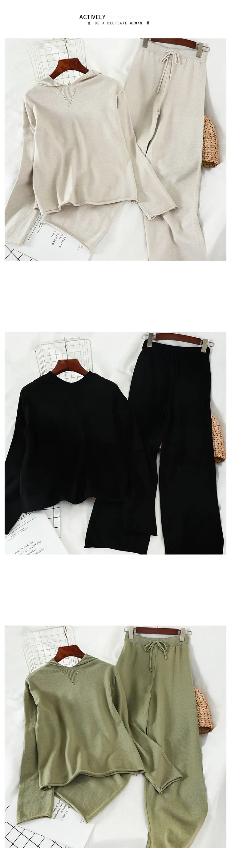 Mooirue зима, Женский трикотажный комплект из 2 предметов, Повседневный пуловер с капюшоном+ эластичные длинные штаны, теплая верхняя одежда, корейский женский комплект