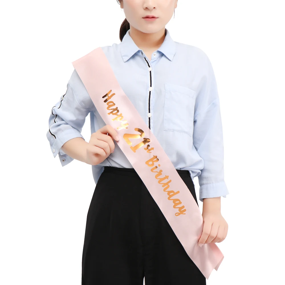 Ceinture De Joyeux Anniversaire En Or Rose 18 21 30 40 50 60 Fournitures De Decoration De Fete Pour Filles Rubans Cadeaux Pour Maman Aliexpress
