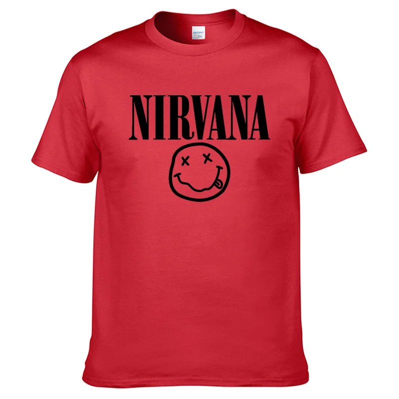 Nirvana хип-хоп Мужская футболка Летняя рок-группа Харадзюку Футболка с принтом хлопок Удобная уличная одежда Свободный Топ с круглым вырезом