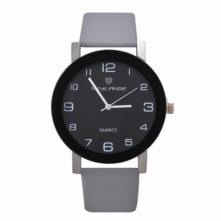 

AliExpress New Style Classic with Numbers Black And White with Pattern Dial Watch Candy Color PU Leather Quartz Watch Simple Cas