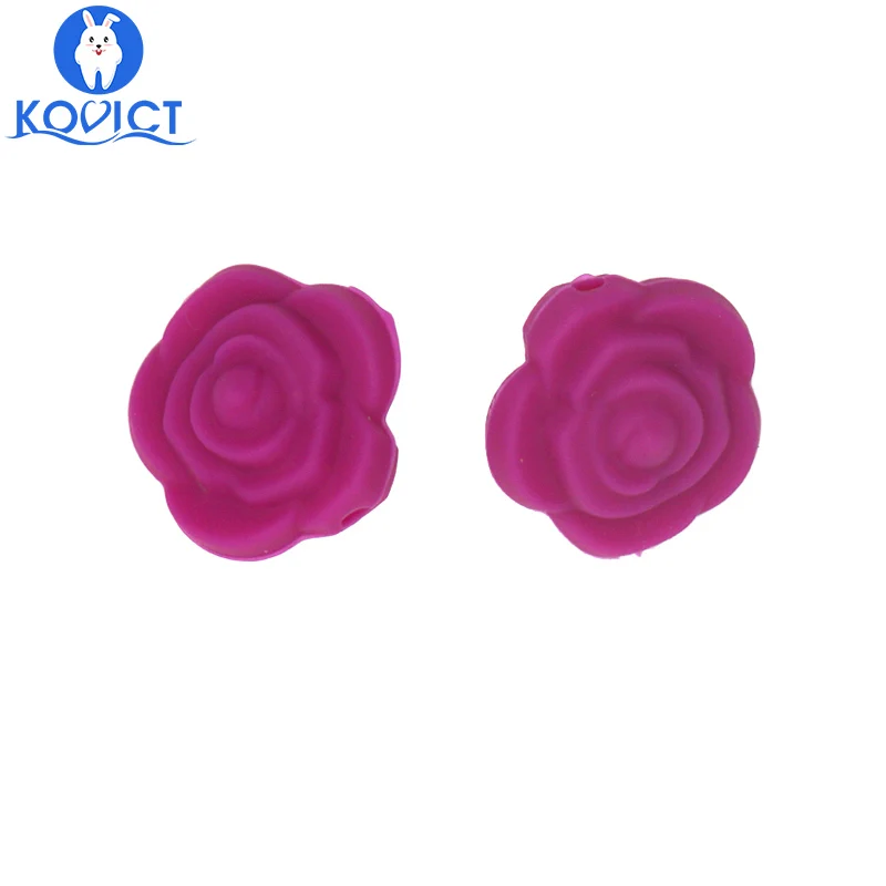 NO.15 Violet Red Kovict 30 шт. 20 мм силиконов бусов мини розы детская, жевательная Силиконовые бусы Еда Класс для ожерелье из жевательной резинки игрушки Прорезыватель для зубов силиконовый БП - Цвет: NO.15 Violet Red