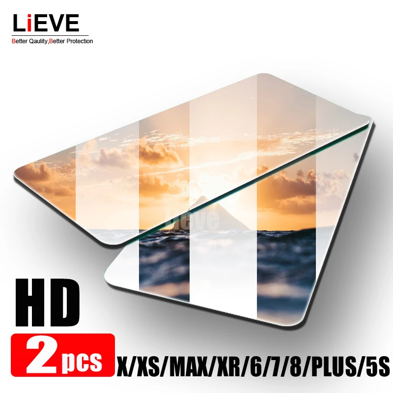 

2PCS Tempered Glass for iPhone XS MAX XR XS X Screen Protector For iPhone 7 8 6 6s Plus Glass for iPhonex r iPhone7 7Plus Glass