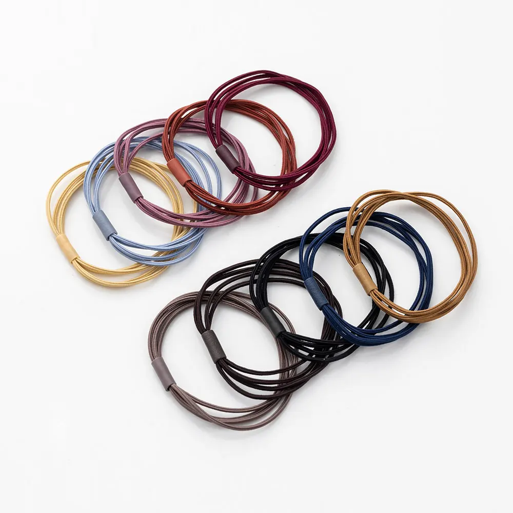 

10 Pcs/Bag Multi-Colored Hair Accessories Female Rubber Bands Strong Pull Continuous Elastic Hair Bands