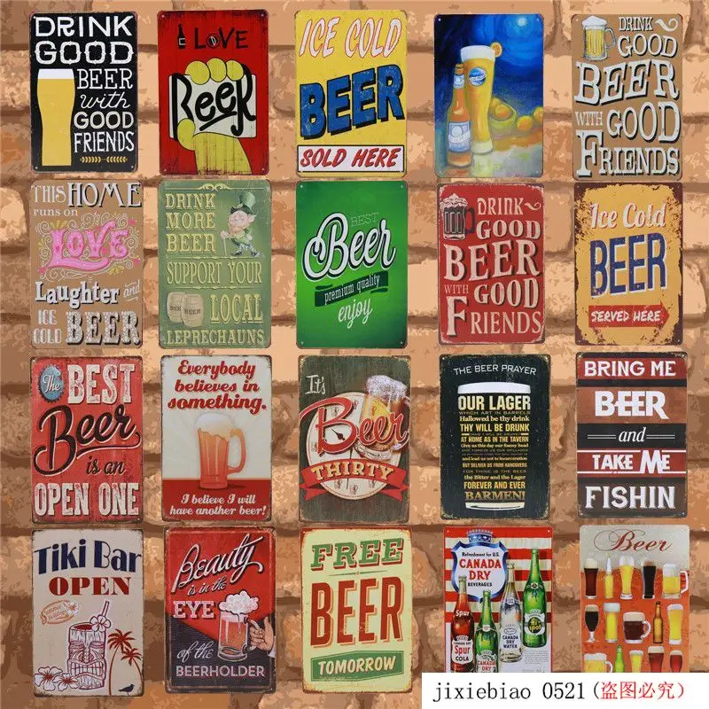 Ледяное холодное пиво продается здесь любовь Тики Бар Металлическая вывеска