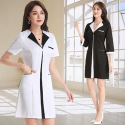 Nova esteticista gestão da pele roupas de trabalho moda salão de beleza divisão de saúde high end vestido logotipo personalizado