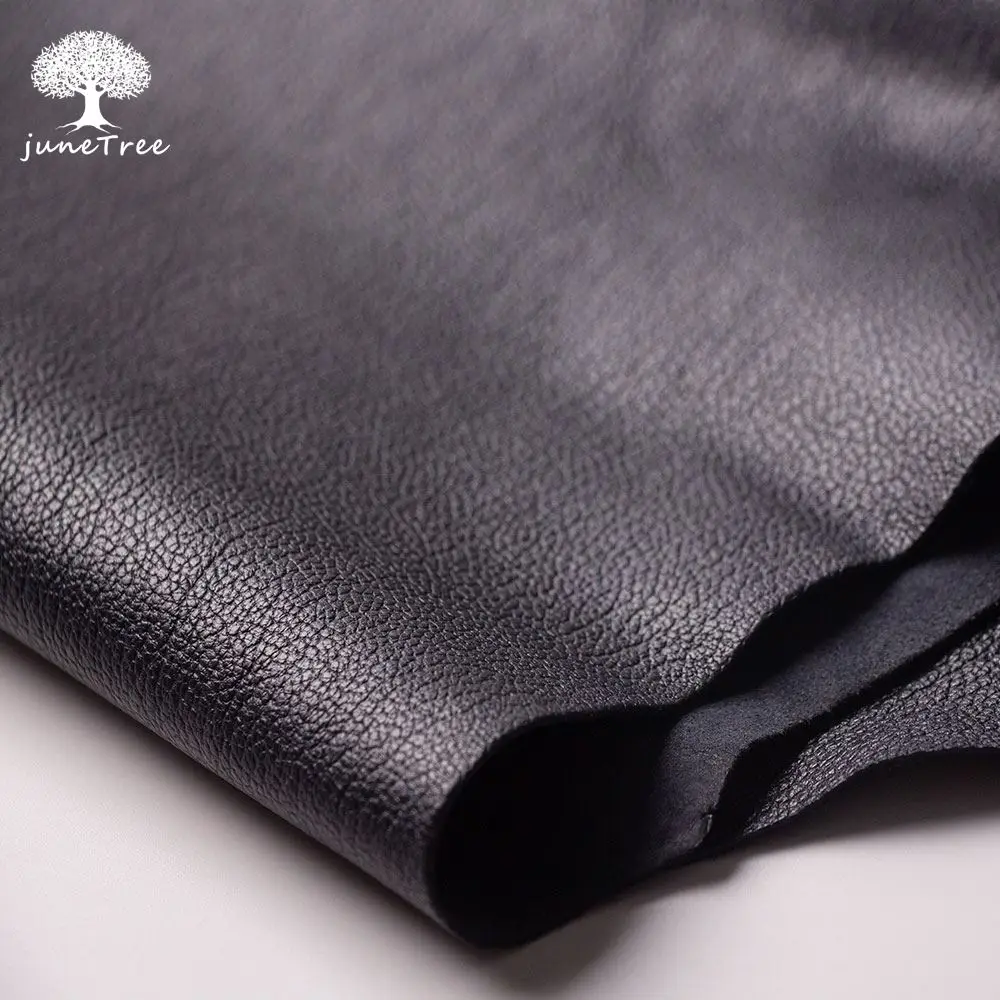 Junetree veg. tanned goat skin leather Genuine leather for craft shoe clothes bag thick 1.0-1.3mm black leather fabric leather material handmade leather