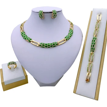 

Dubai Bridal Fashion Jewelry Nigeria Jewelry Sets for Women Wedding Necklace Bracelet Earrings Ring for Women Jewelry