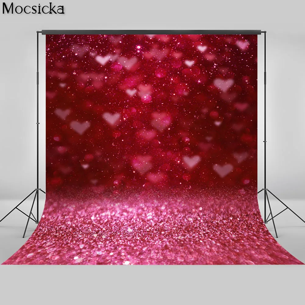 

Mocsick Wedding Valentine Shiny Red Bokeh Photo Booth Background For Photo Studio Newborns Portrait Photography Backdrops