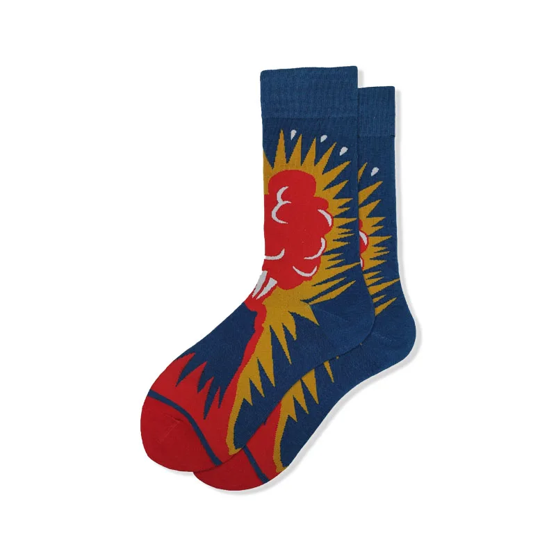 

Funny of Socks Men's Socks WOMEN'S Socks Happy Cotton Standard Casual Blue Explosion Cartoon Creative Hip Hop Street Clothing