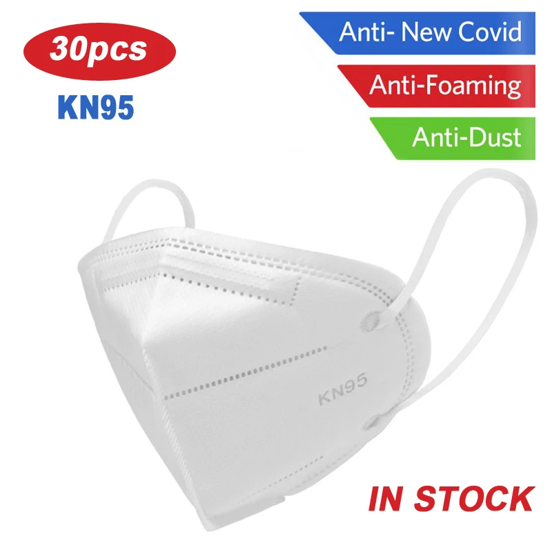 

30PCS KN95 Masks Non-woven Safety Protective Earloops Face Mouth Mask Anti-fog Strong Protective KN95 Mask Dustproof