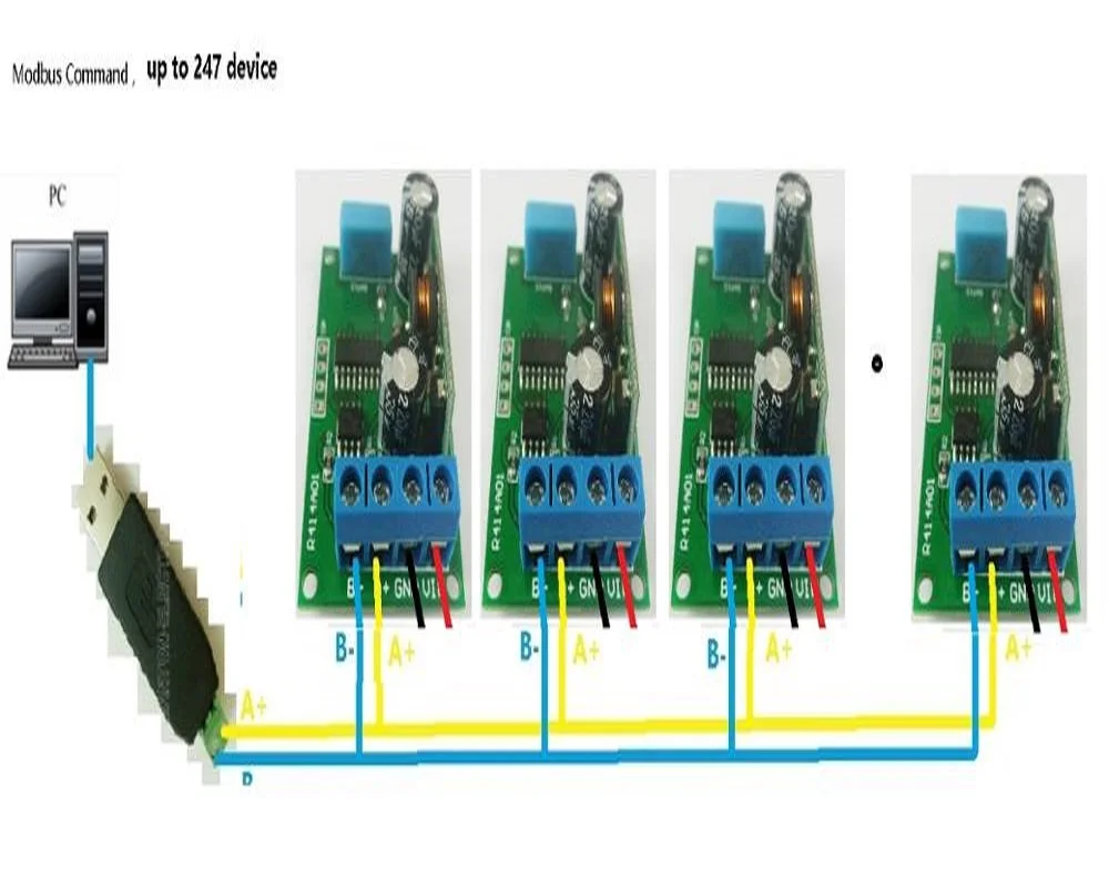 R414A01 DC 5V 23V RS485 Modbus Rtu Датчик температуры и влажности удаленный контроль сбора