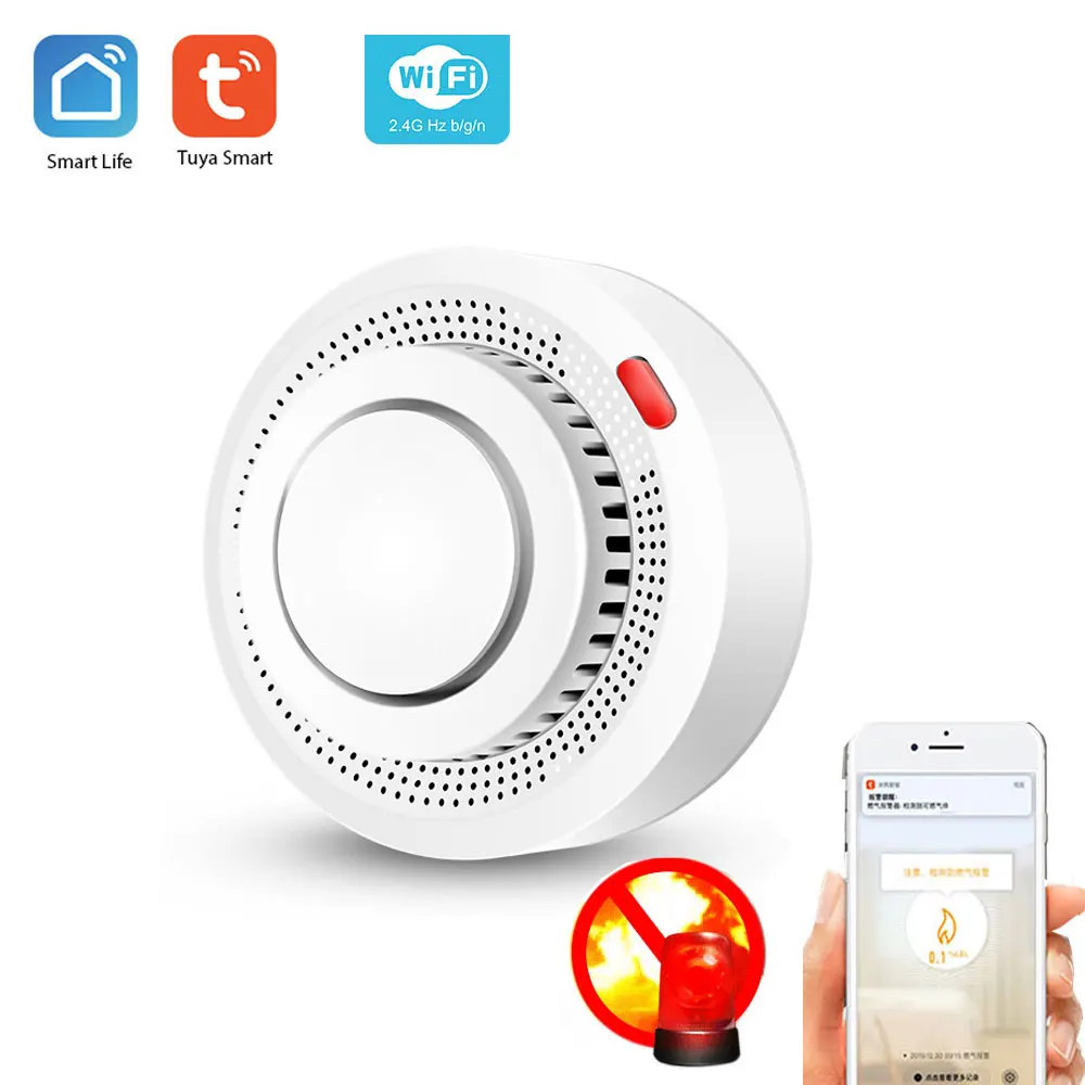 

WiFi Tuya Smart Smoke Detector Alarm Fire Protection Smoke Detector Smokehouse Combination Fire Alarm Home Security System Hot