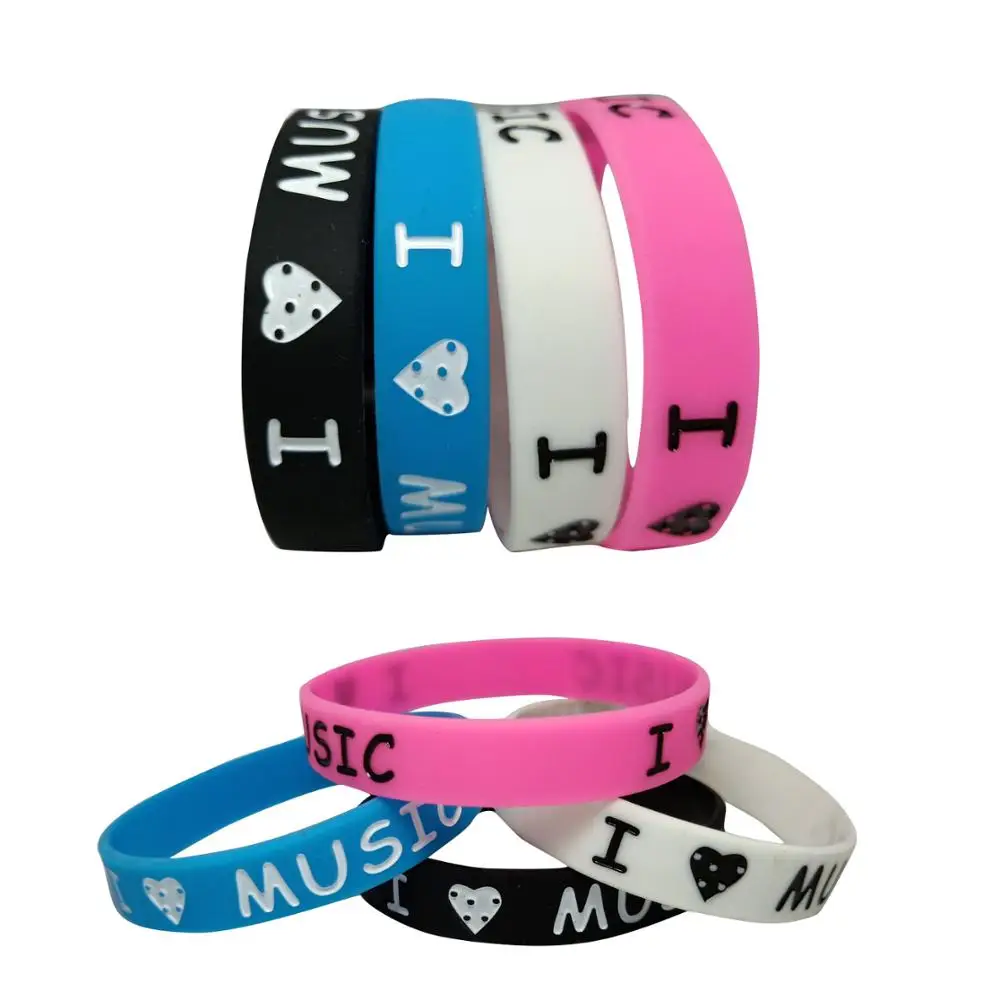 1PC Silicone Wristband I Love Music for Music Fans