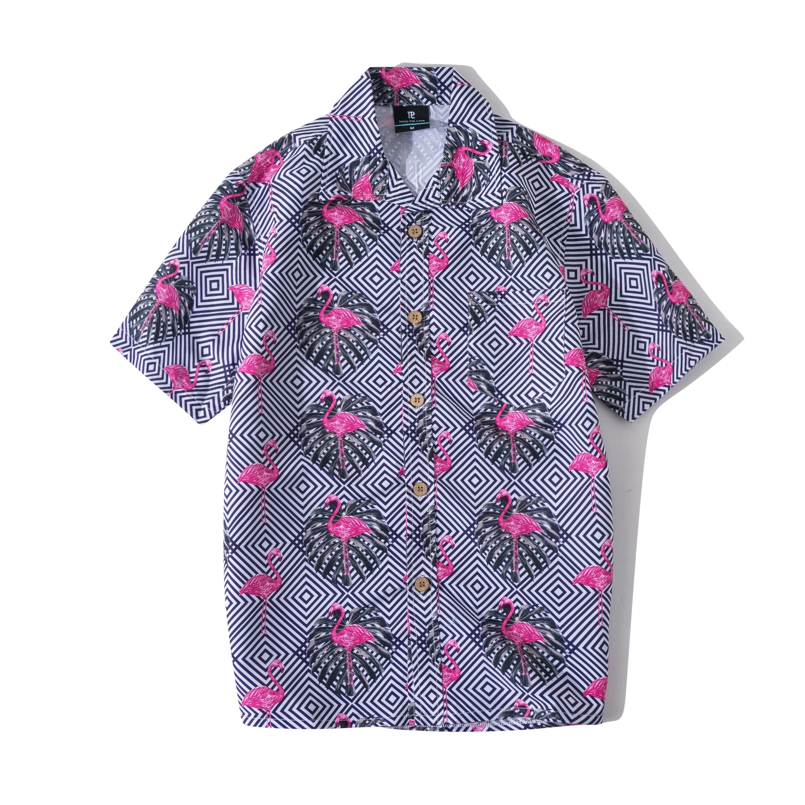 Tailor Pal Love Summer Men Hawaiian Shirt Short Sleeve Printed Beach suitable for Vacation casual sports wading wearable