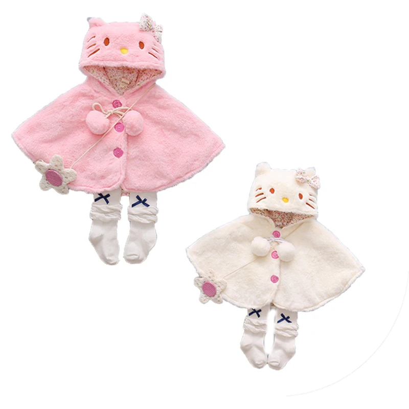 Emmababy, новинка года, одежда для малышей милая куртка-пончо с капюшоном и рисунком кота для девочек верхняя одежда, теплое пальто для детей розовый, стильный, милый, CX