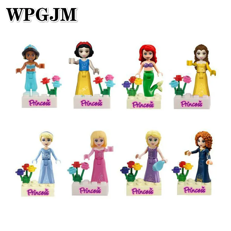 

Queen Princess Figures Compatible Legoinglys Friends Anna Elsa Mermaid Ariel Snow White Building Blocks Bricks Toys Model Gift