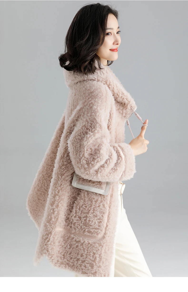 Женское зимнее пальто из натурального меха, женская одежда, шерстяная куртка, короткая парка для стрижки овец, куртка из натурального меха LMN99031 YY2364
