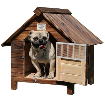 

Outdoors Solid Wood Carbonization Wooden Kennel Cat's Nest, Dog's Cage, Teddy The Dog House Pets Nest