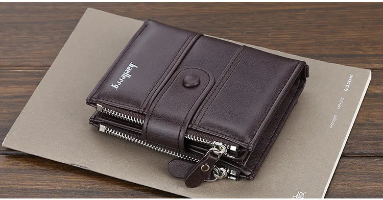 Baellerry винтажный многофункциональный мужской кошелек из искусственной кожи с двойной молнией, держатель для карт, роскошный короткий кошелек, повседневные бумажники