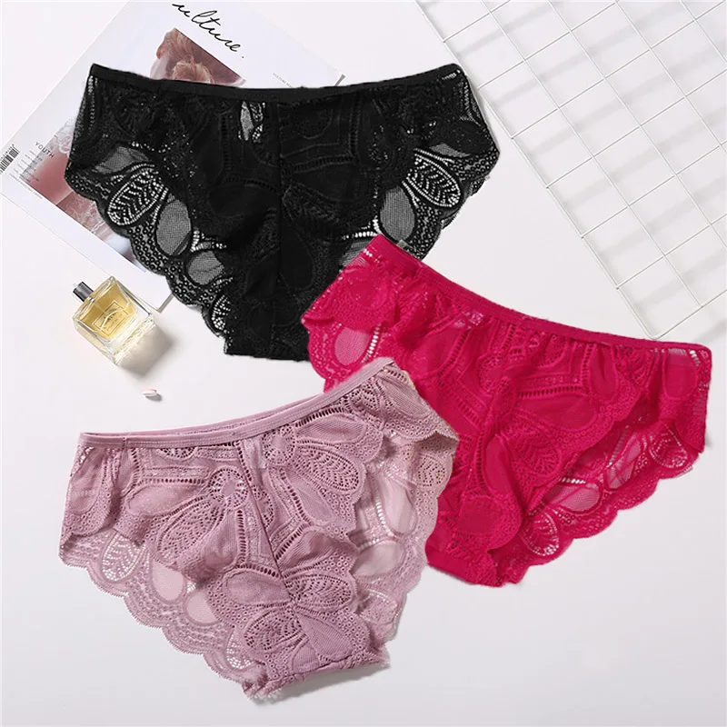

Plus Size S-XL Sexy Lace Panties Women Fashion Lingerie Tempting Pretty Briefs Girls Female Cotton Low Waist Underwear for Women