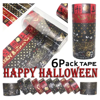 

6Rolls/Set Halloween Foil Washi Tape 15mm Decorative Tape Scrapbooking Photo Album School Tools Kawaii Scrapbook Paper Gift Set