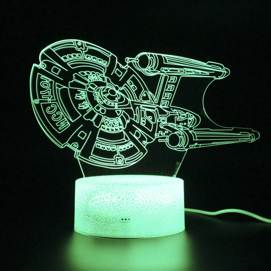 

Kids Gifts Airship 3d Lamp Falcon Light Remote Control Table Party Decoration Star Wars Nightlight Sleep Projection Lamp