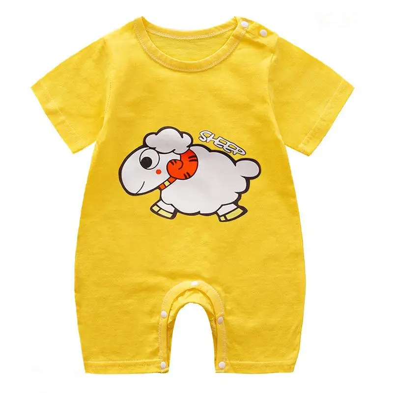 Newborn Baby Unisex Clothes Short Sleeved Cartoon Jumpsuit Infant Baby Summer Cotton Rompers Baby Boys Ha Clothes Girls Costume Baby Bodysuits comfotable Baby Rompers