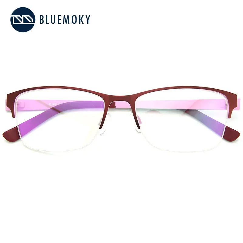 Мужские Оптические очки для близорукости BLUEMOKY металлические Полуободковые