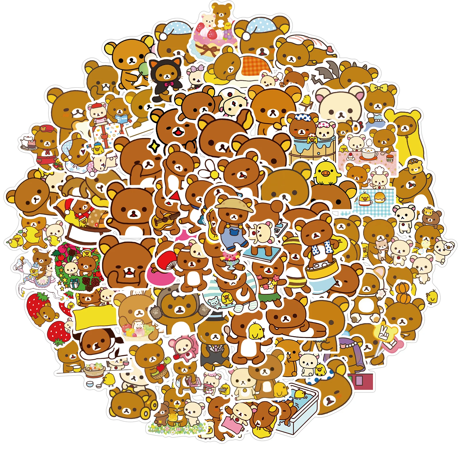 

10/50/100pcs/set Kawaii Rilakkuma Bear Cute Cartoon Stickers For Guitar DIY TOY Bicycle Skateboard Laptop Luggage Decor