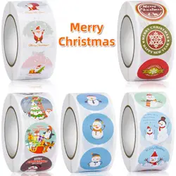 Autocollants décoratifs joyeux noël, 500 pièces, étiquettes d'animaux mignons, père noël, bonhomme de neige, arbre, boîte cadeau d'emballage 