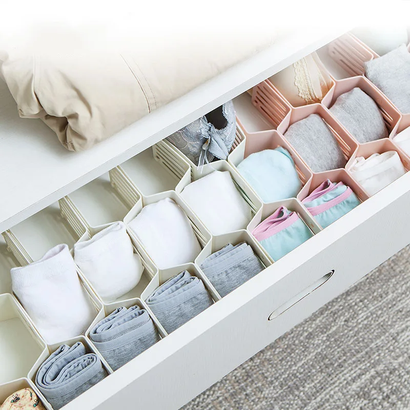 

Wardrobe Drawer Honeycomb Partition Underwear Socks Organizer DIY Small Sundries Finishing Divider Board Storage Separation Box