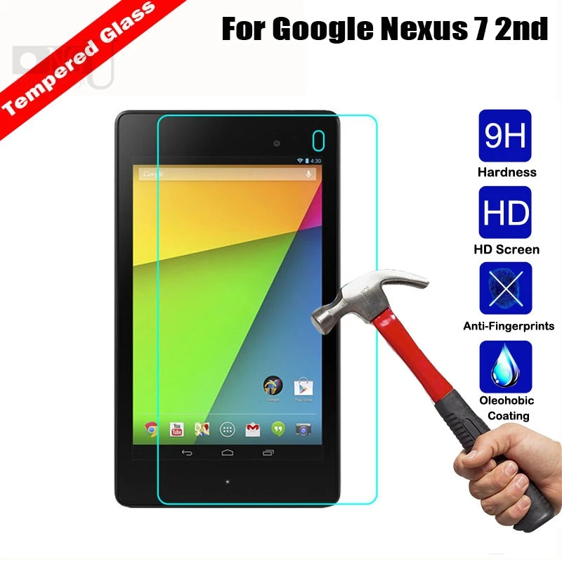 

9H Glass Screen Protector For Google Nexus 7 2013 2nd 2 Gen II Two 2013 Nexus7 7'' Tablet Tempered Glass Guard Protective Film
