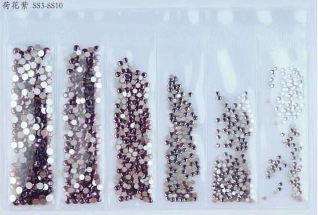 Colors Nail Rhinestones 1 Pack 1 Bag about 1440 PCS Mixed Size Round Flat-back AB Crystal/Rhinestone