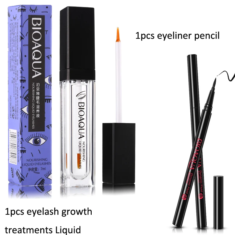 BIOAQUA eyelash growth treatments makeup eyelash enhancer 7 days longer with Waterproof Black Liquid Eyeliner Pencil