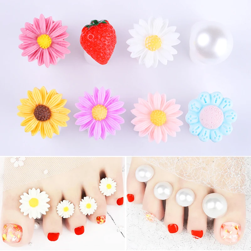

8 Pcs Flower Pattern Toe Separators Nail Silicone Finger Splitter Toe Separator DIY Design Nail Pedicure Tools
