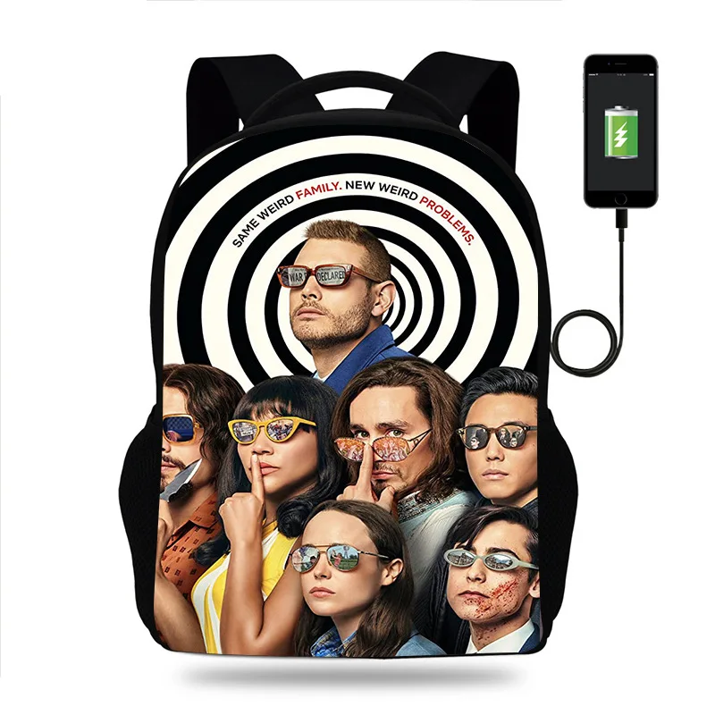 

Hot The Umbrella Academy School Backpack for Teenager Boys Children School Bags Girls Bookbag Men Women USB Charging Travel Bags