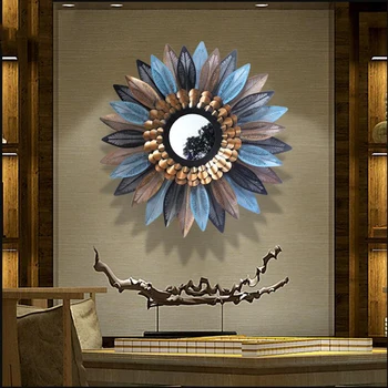 

European Wrought Iron Decorative Mirror Wall Hanging Ornaments Decoration Crafts Home Livingroom Hotel 3D Wall Sticker Mural Art