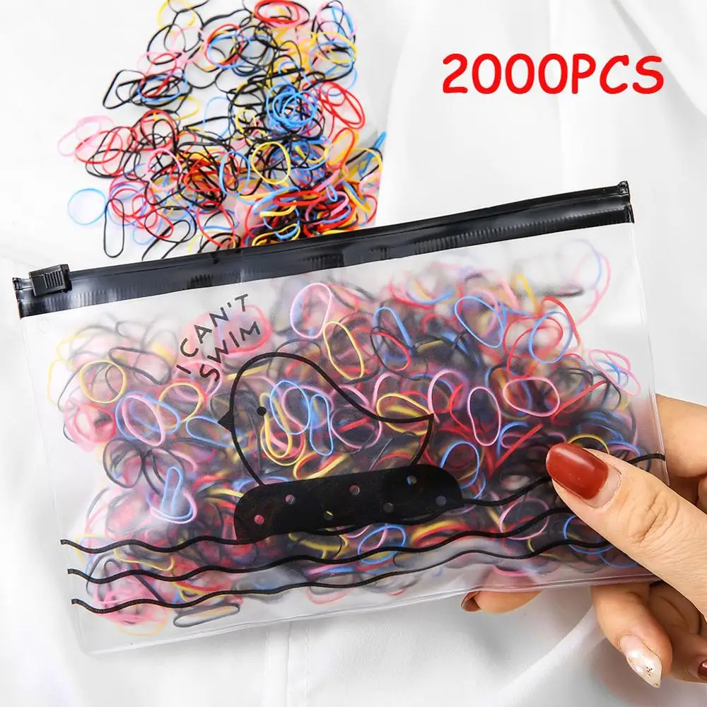 M MISM 1 упаковка = 600/2000 шт Девушки ТПУ одноразовые резинки для волос резинки конский хвост держатель прическа красочные резинки для волос аксессуары - Цвет: Mix Gum