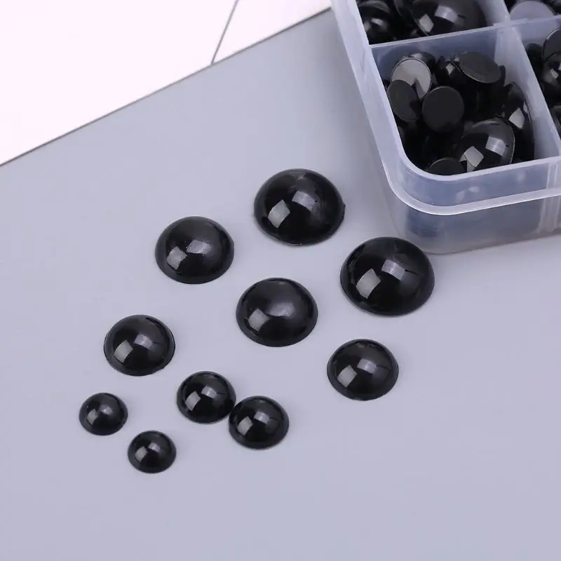 240pcs 8mm 10mm 12mm 14mm 16mm Plastic Black Puppet Doll Animal Eyes Scrapbooking Craft For Children Kids Toys DIY