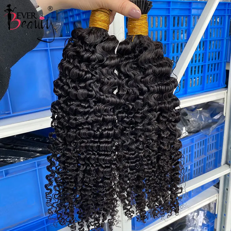 3B 3C Kinky Curly I Tip Microlinks Human Hair Extensions Brazilian Virgin Hair Weave Bundles F Tip Extensions Bulk