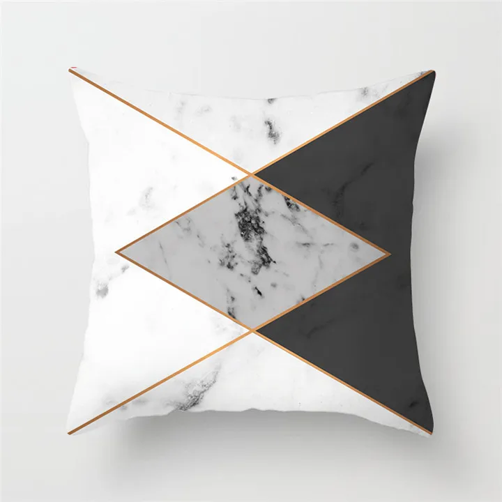 Fuwatacchi Geometry Cushion Cover Striped Geometric Printed Pillowcases Linen Cotton Gold and White Pillow Covers Sofa 45x45cm - Цвет: PC02046