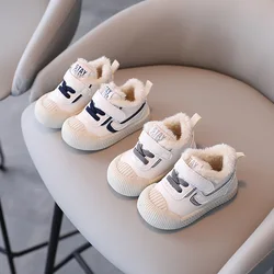Chaussures en coton pour enfants, grandes bottes courtes pour garçons et filles, rembourrées en velours, chaudes, antidérapantes, douces, pour bébés, saison 2022 