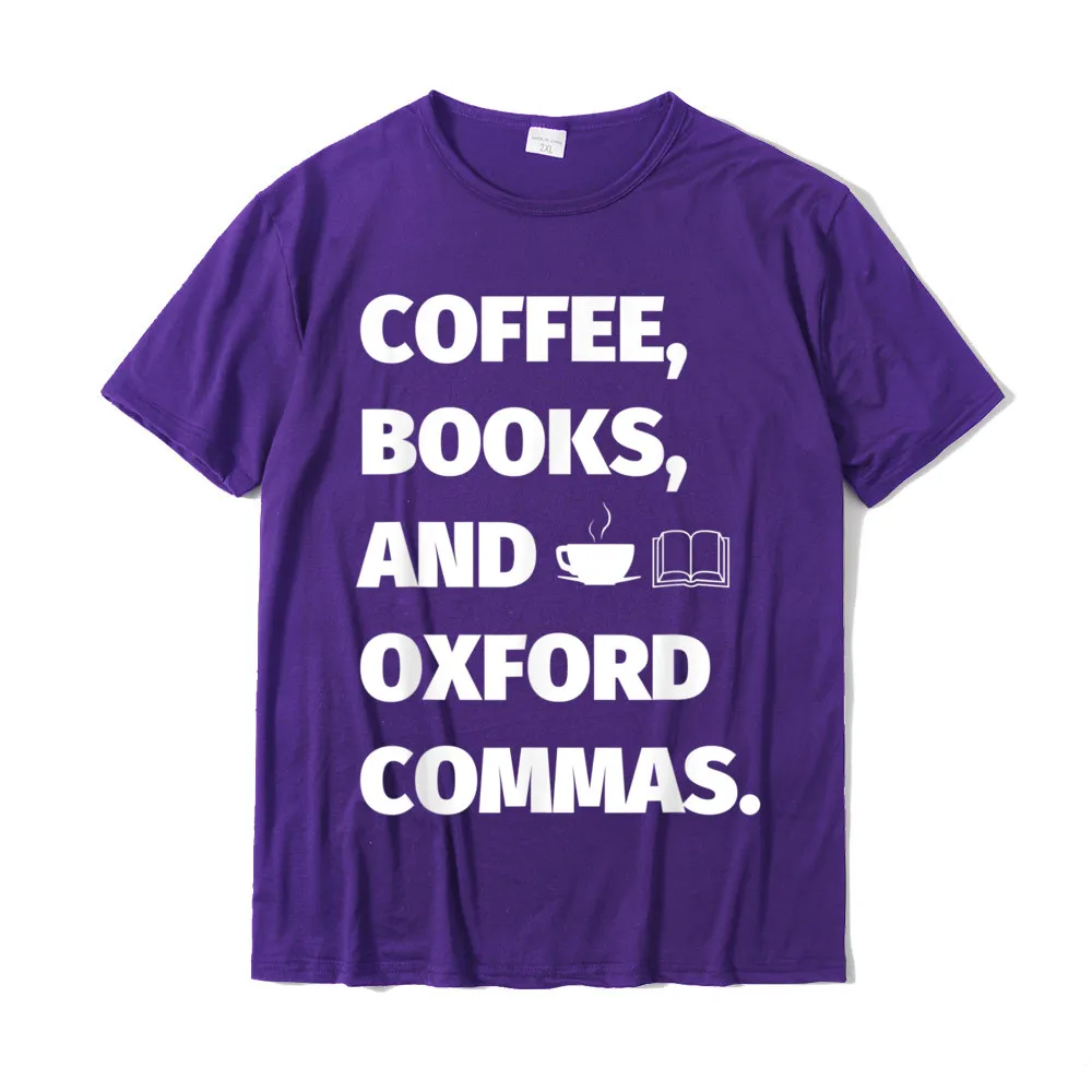 Student Fitted Custom Tops T Shirt O Neck NEW YEAR DAY Cotton Fabric T Shirt Printing Short Sleeve Slim Fit Clothing Shirt Funny English Teacher Shirts Gift Coffee Books Oxford Comma__18762 purple