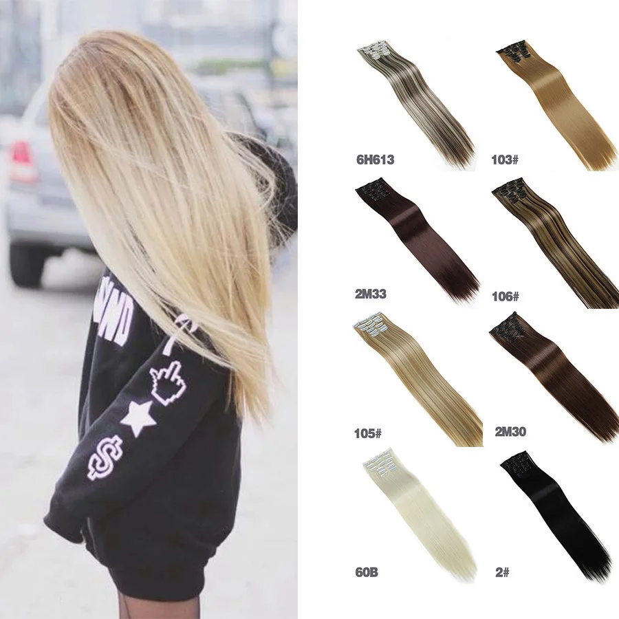 Женские натуральные шиньоны MUMUPI 5 клипсов прямые синтетические волосы на