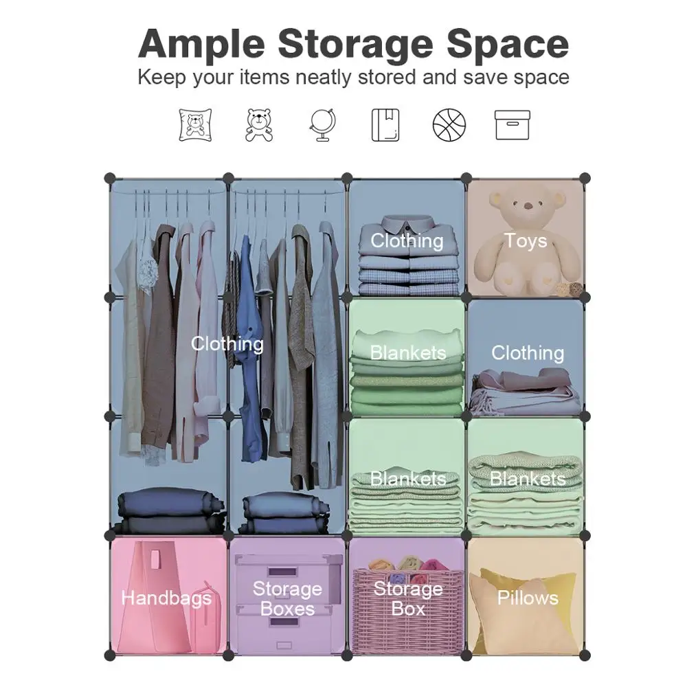 LANGRIA 16 Cube DIY Modular Organizer MutifunctionalWith PVC Panel Plastic Cube Closet Wardrobes Transparent Home Furniture LANGRIA 16 Cube DIY Modular Organizer MutifunctionalWith PVC Panel Plastic Cube Closet Wardrobes Transparent Home Furniture