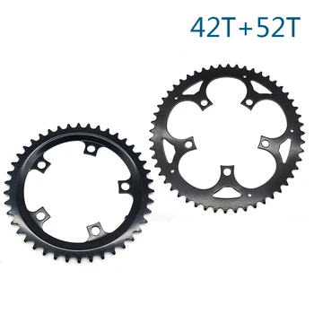 

2pcs/set ebike 42T+52T Chainring Black Iron Chainring Chain Wheel 42T/52T Kit Fit For Tongsheng TSDZ2 Motor