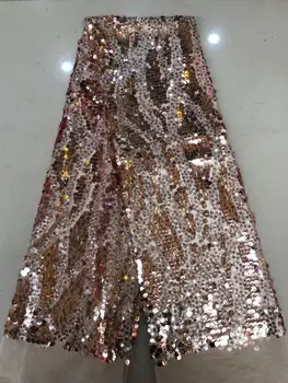 

Embroidery Nigerian Sequence Laces Mesh Sequin Fabric Glitter African French Sequin Net Lace Fabric For Party FFD1110