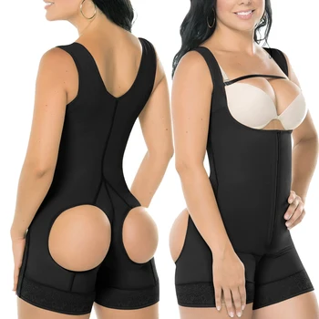 

S-6xl Plus Size Womens Solid Black Shapewear Bodysuit High Waist Tummy Control With Butt Compression Short Thigh Butt Lifter
