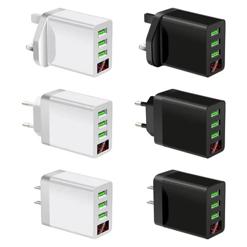 

Portable 3 Multi-Ports Fast Quick Charge LED Display USB Transformer Hub Wall Charger Adapter UK EU US Plug