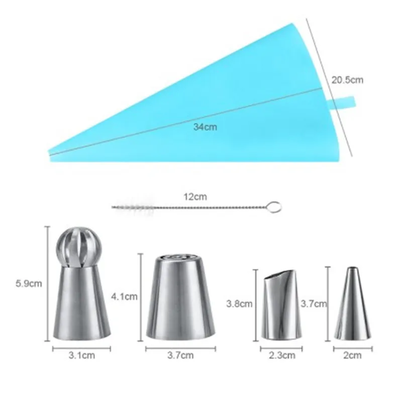 64 шт./компл. силиконовая насадка для айсинга Крем кондитерский мешок+ 56 шт. Нержавеющая сталь русская выпечка насадки+ конвертер для украшения тортов